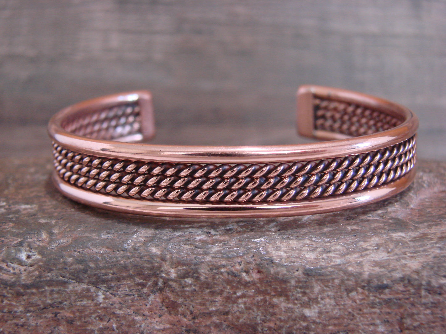 Native American Navajo Twisted Copper Bracelet by Elaine Tahe