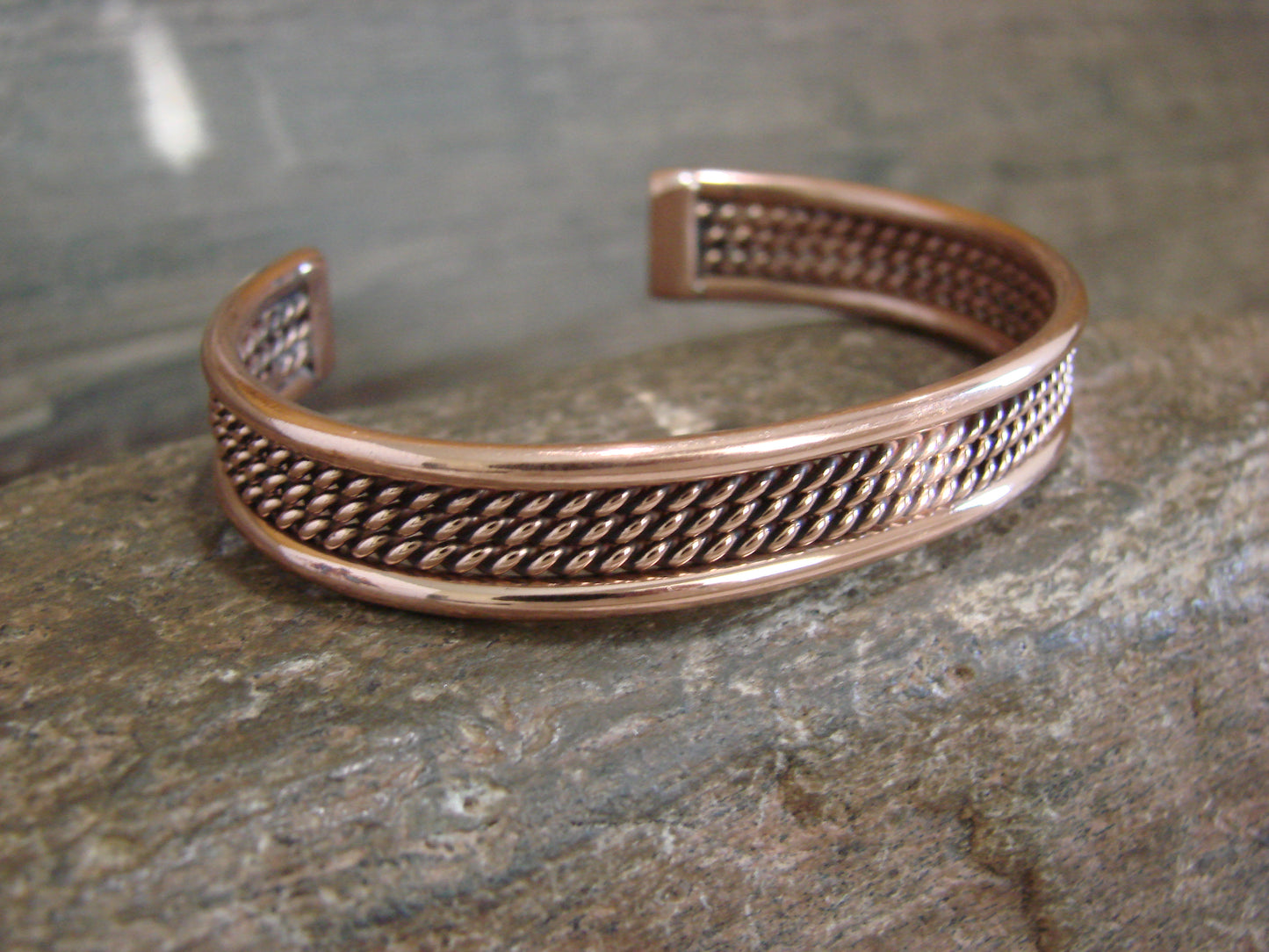 Native American Navajo Twisted Copper Bracelet by Elaine Tahe