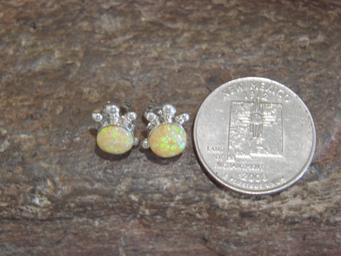 Native American Sterling Silver & Yellow Opal Turtle Post Earrings by Siow