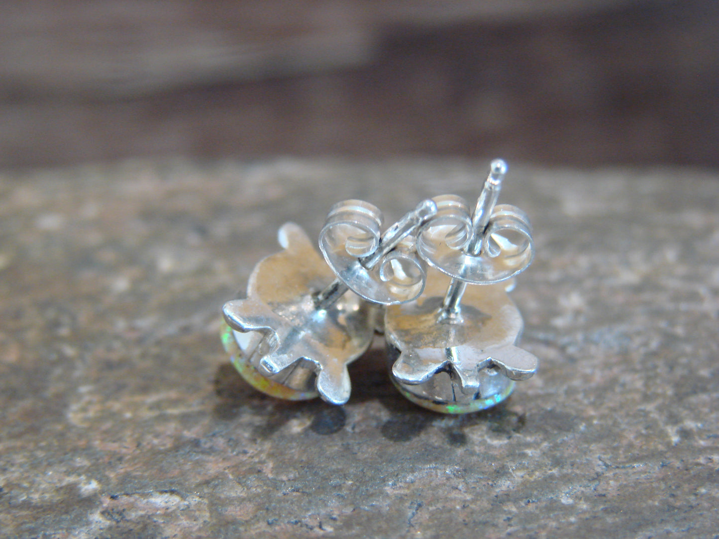 Native American Sterling Silver & Yellow Opal Turtle Post Earrings by Siow