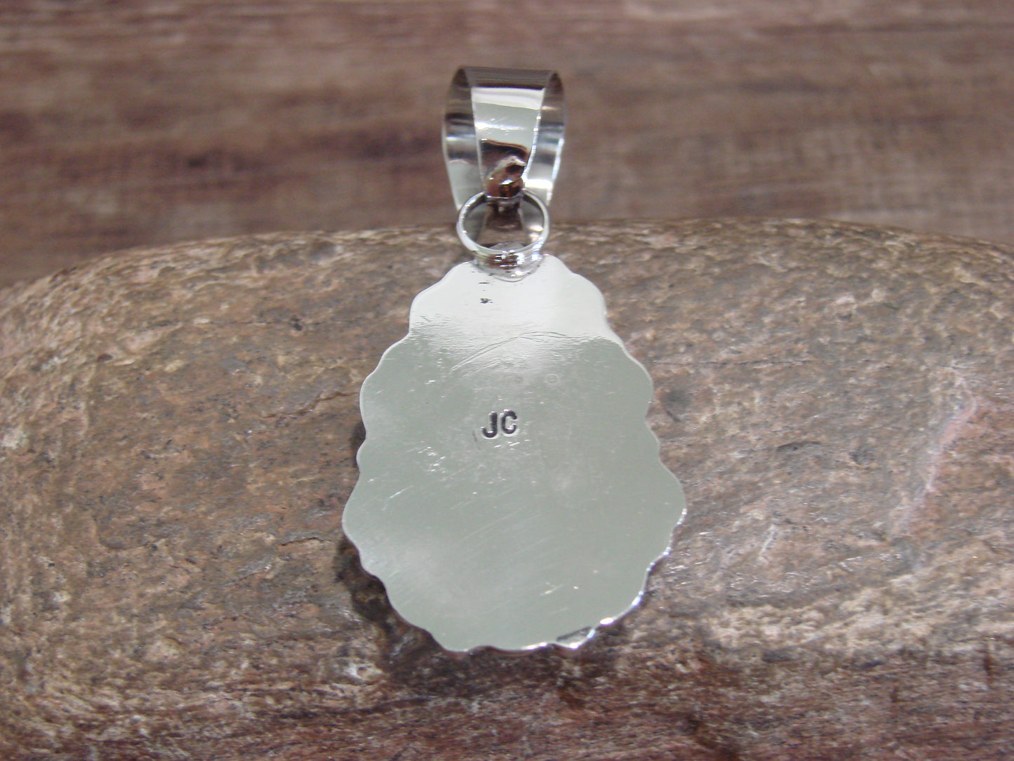 Native American Nickel Silver & Turquoise Pendant - Cleveland
