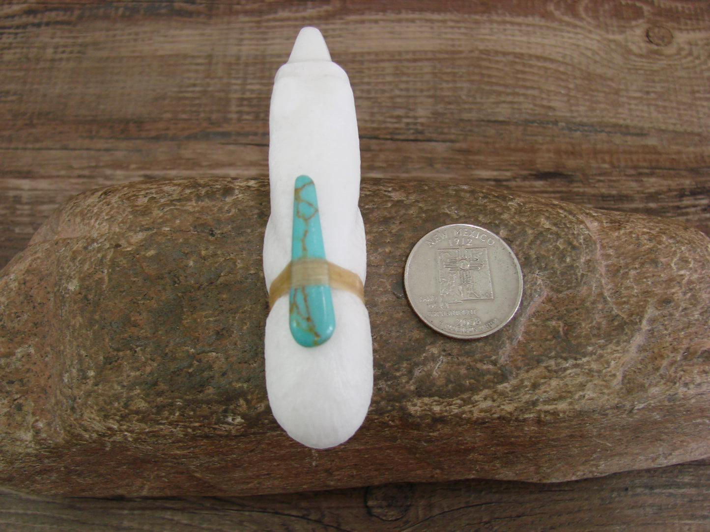 Native American Zuni Hand Carved White Marble Bear Fetish by Halate