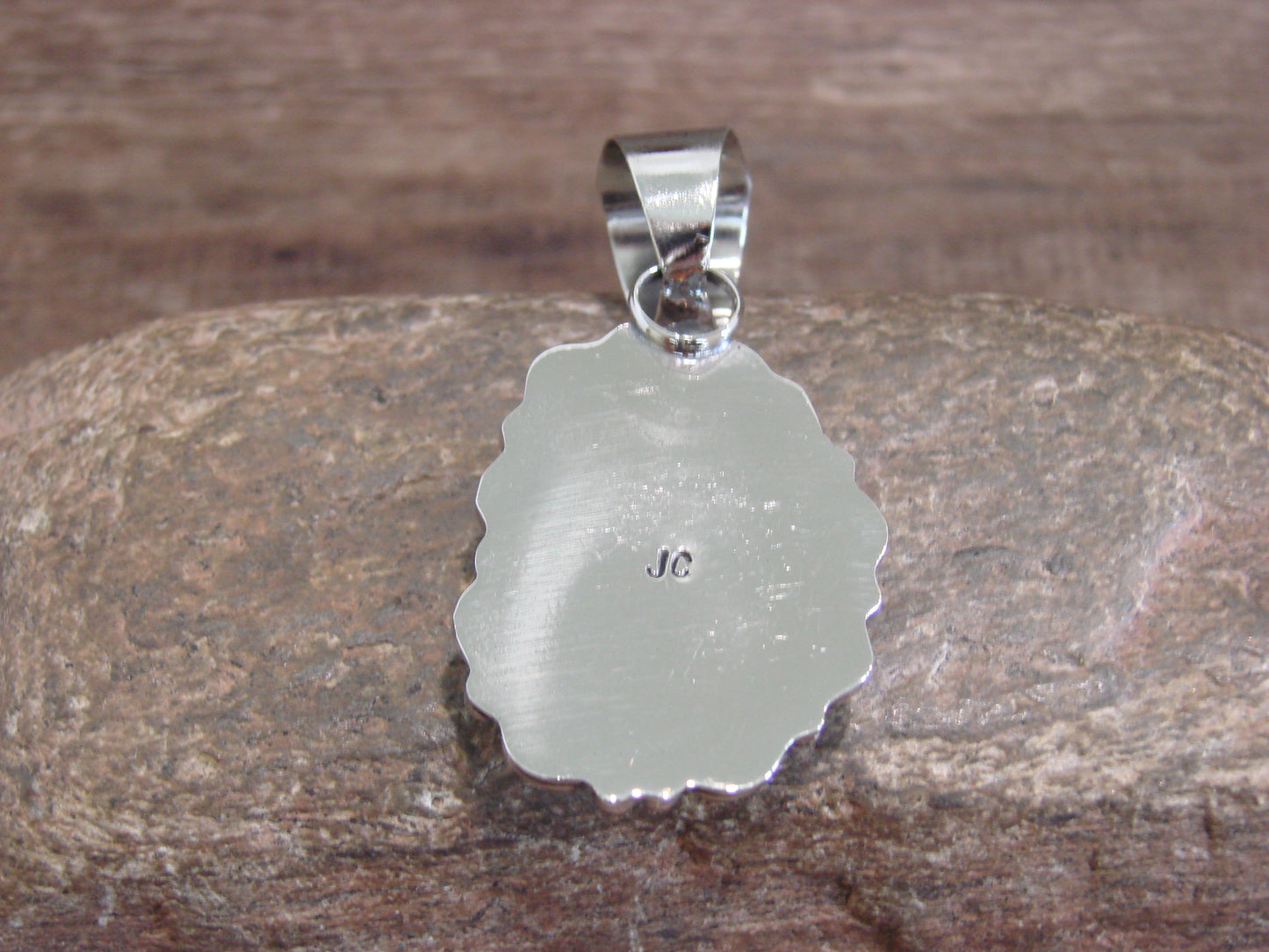 Native American Nickel Silver & Turquoise Pendant - Cleveland