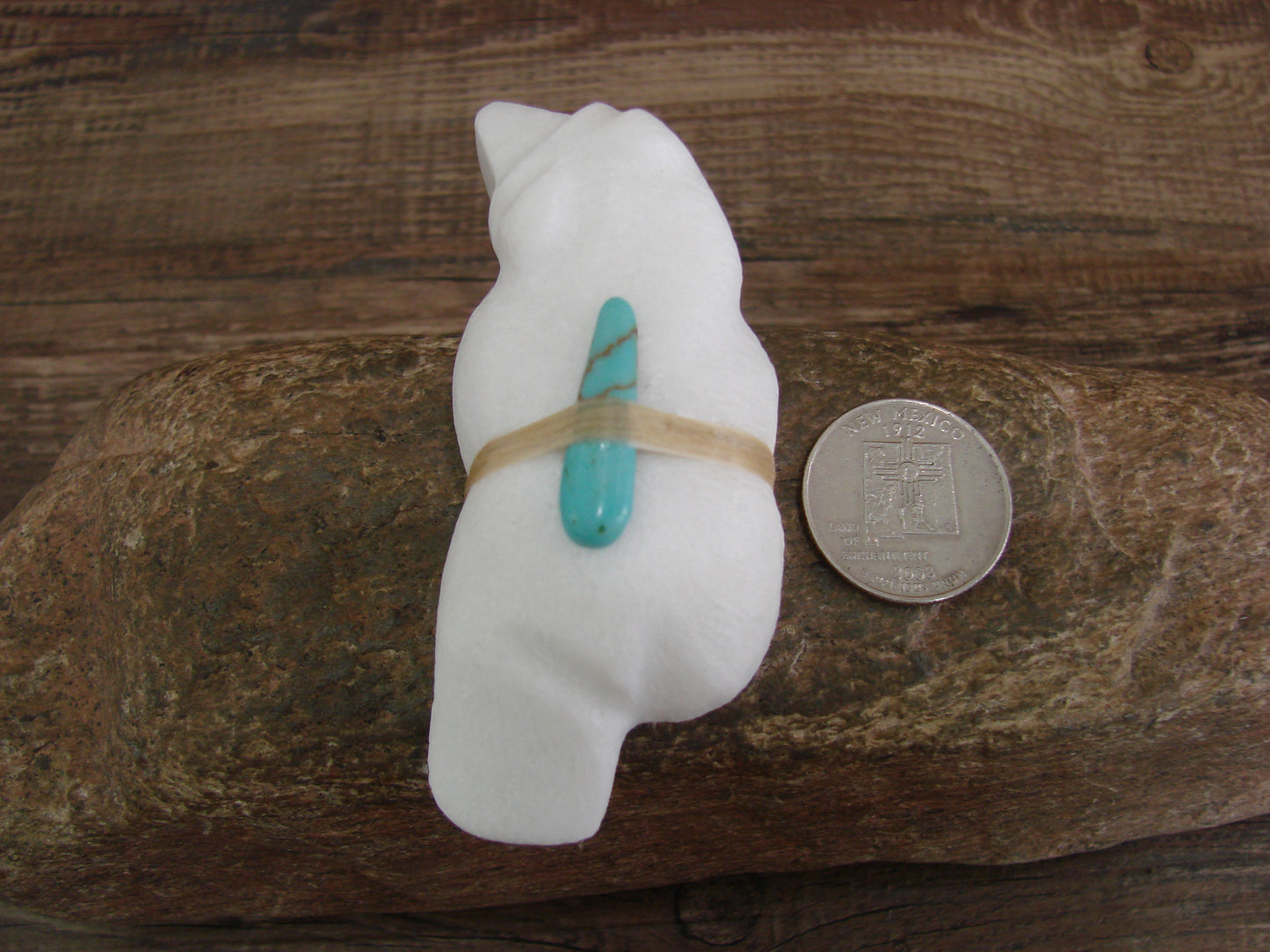 Native American Zuni Hand Carved White Marble Bear Fetish by Halate