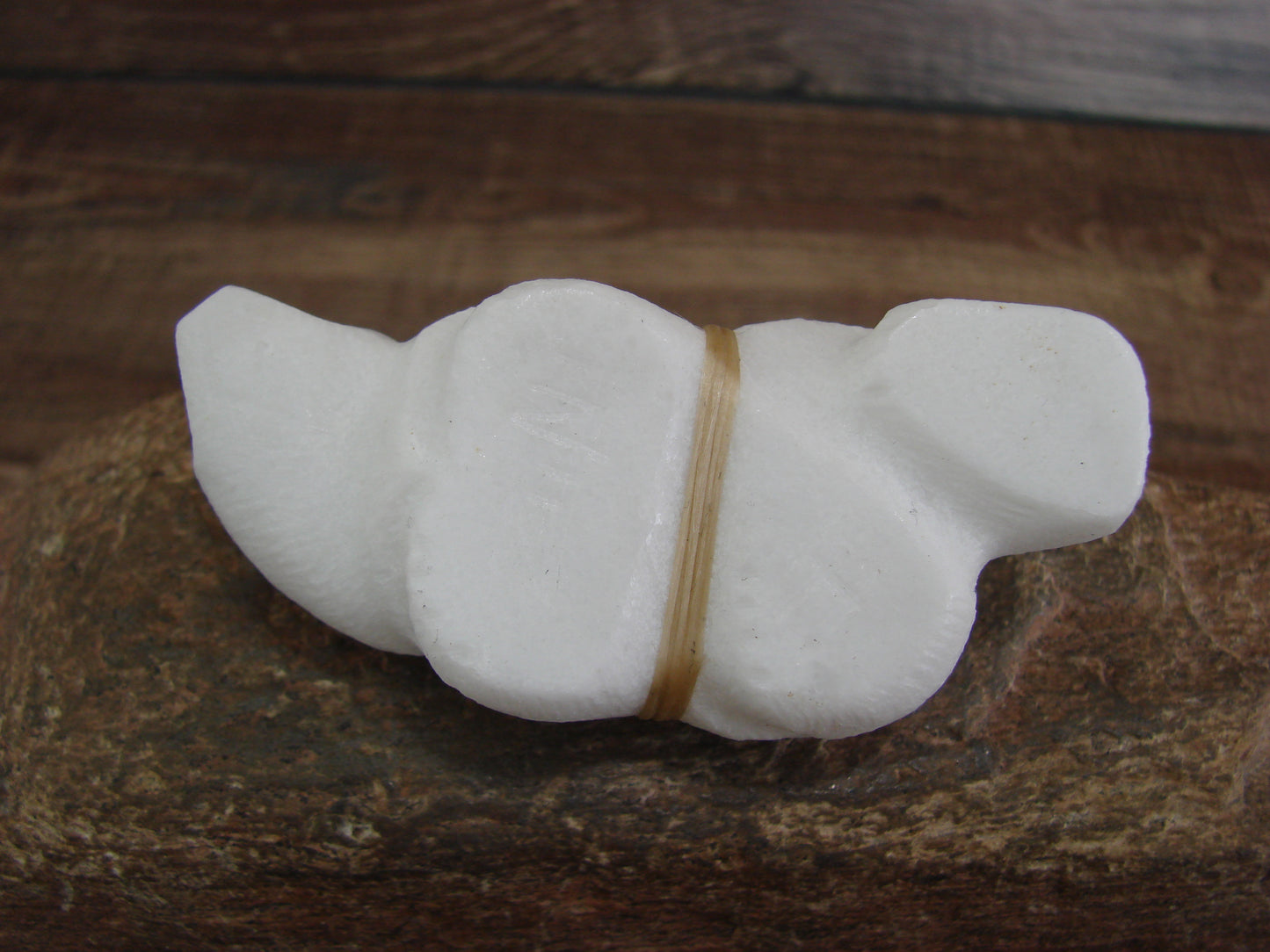 Native American Zuni Hand Carved White Marble Bear Fetish by Halate
