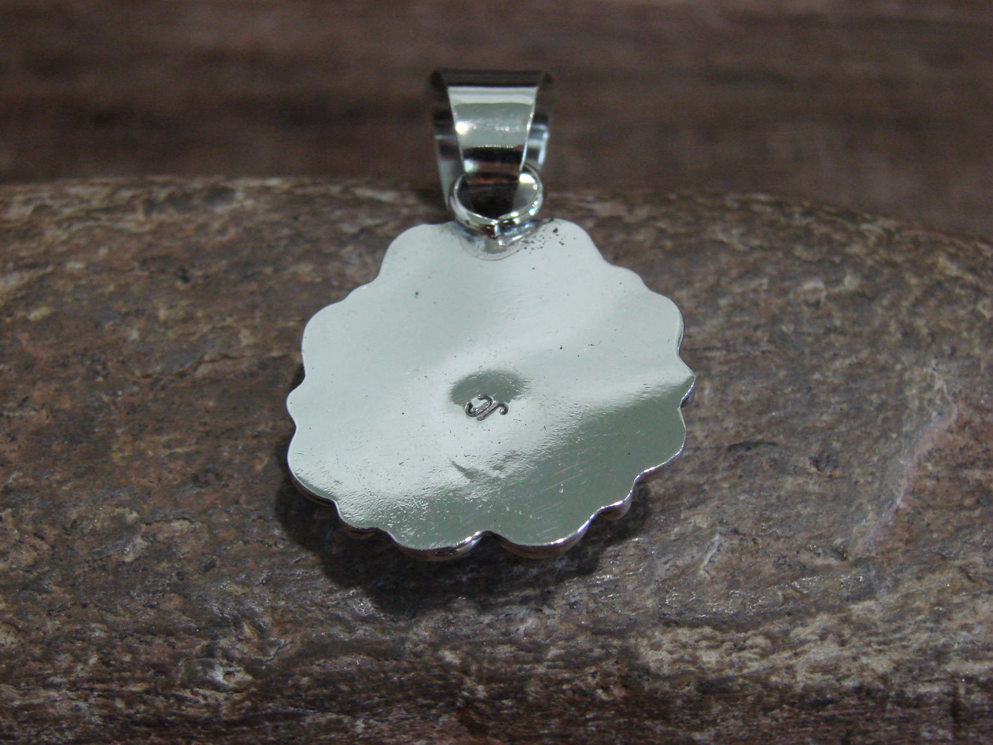 Native American Nickel Silver & Turquoise Pendant - Cleveland