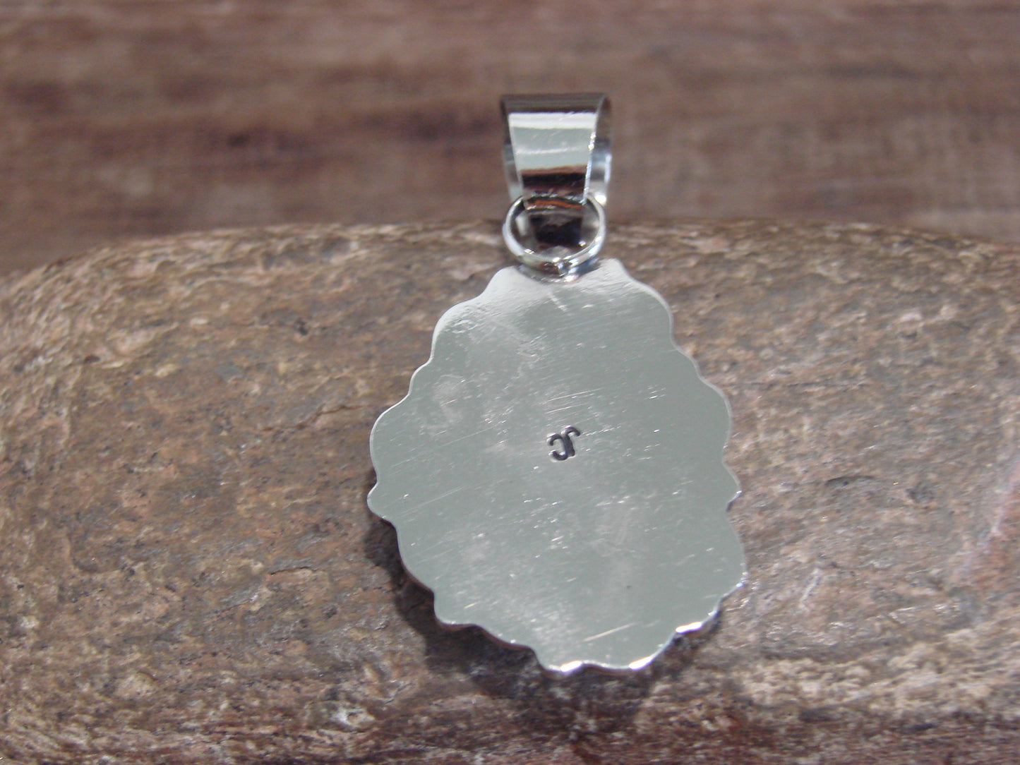 Native American Nickel Silver & Turquoise Pendant - Cleveland