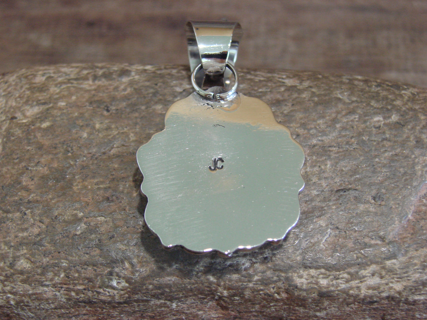 Native American Nickel Silver & Turquoise Pendant - Cleveland