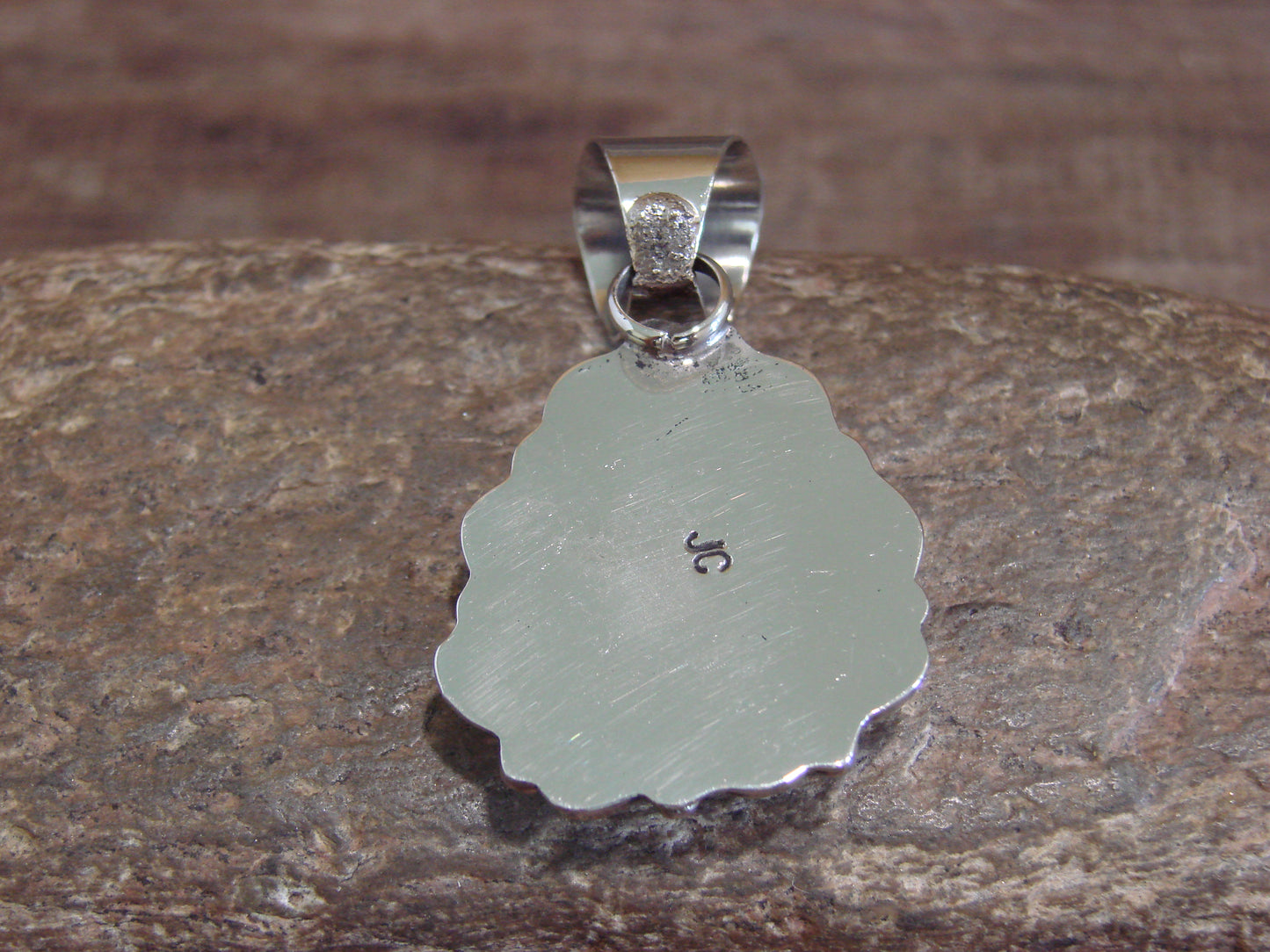 Native American Nickel Silver & Turquoise Pendant - Cleveland
