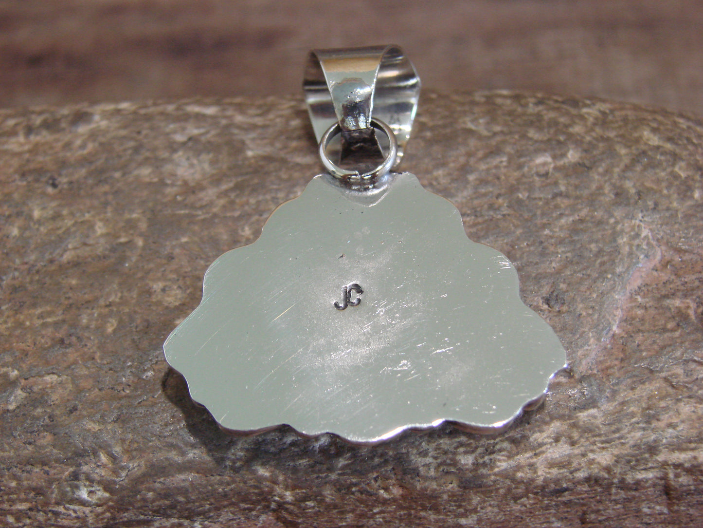 Native American Nickel Silver & Turquoise Pendant - Cleveland