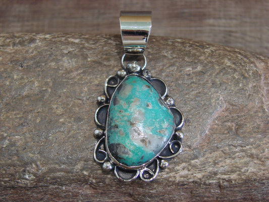 Native American Nickel Silver & Turquoise Pendant - Cleveland