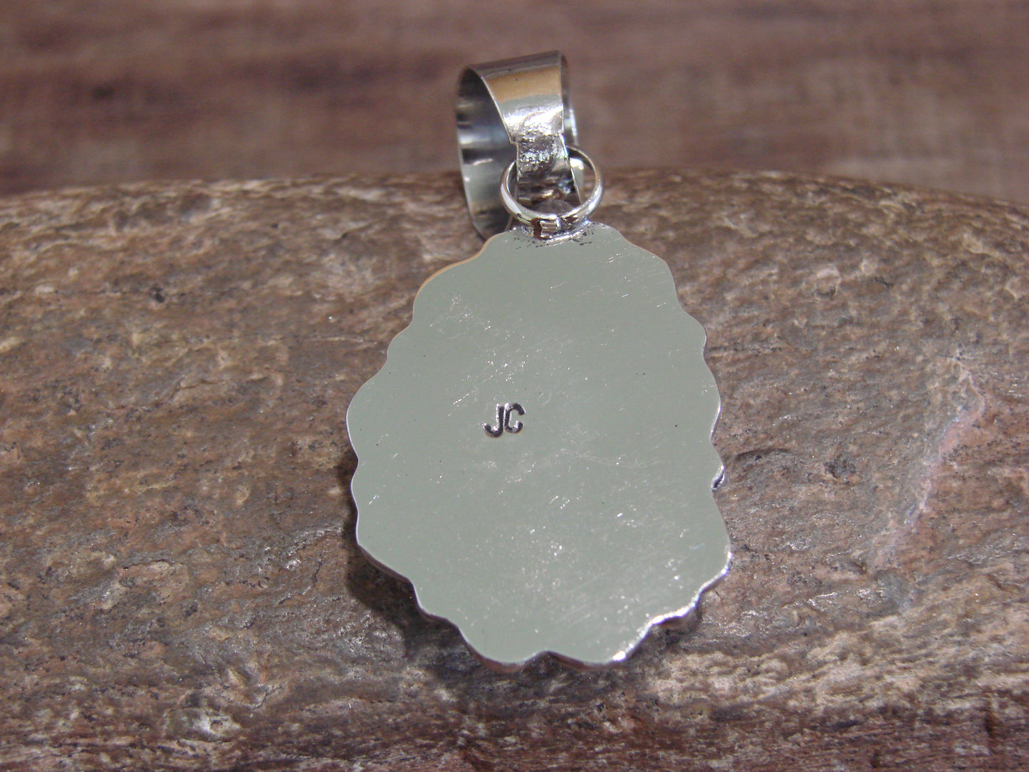 Native American Nickel Silver & Turquoise Pendant - Cleveland