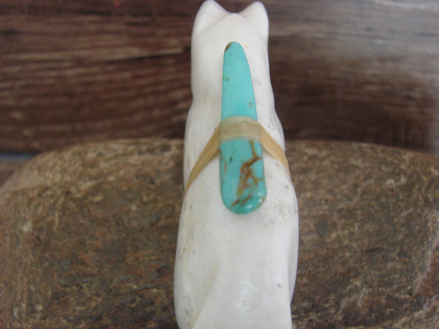 Native American Hand Carved White Marble Mountain Lion Fetish by Halate
