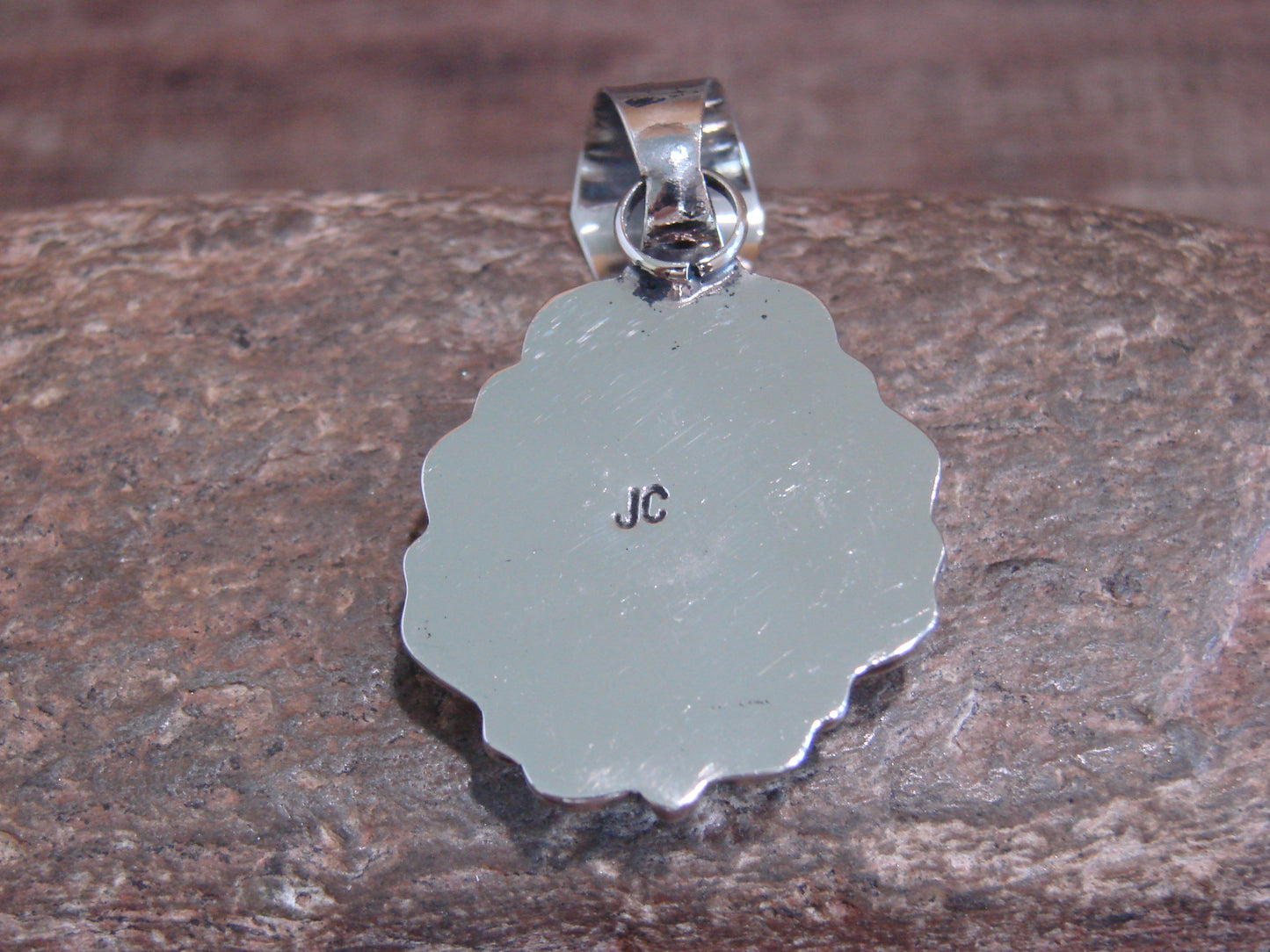 Native American Nickel Silver & Turquoise Pendant - Cleveland