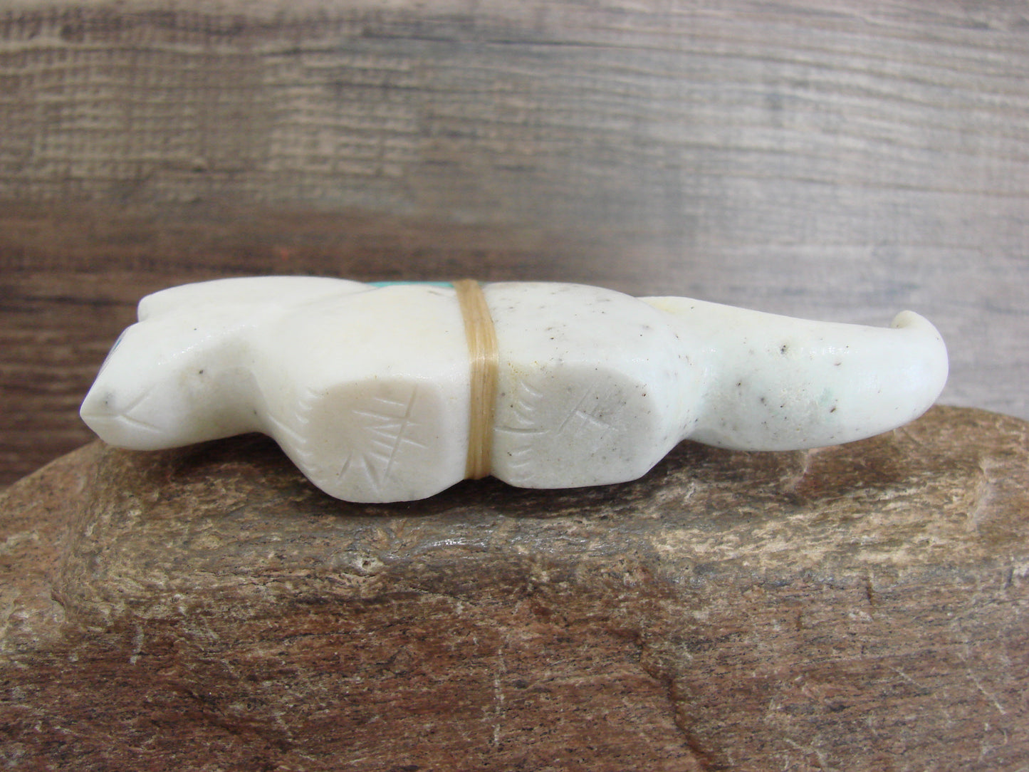 Native American Hand Carved White Marble Mountain Lion Fetish by Halate