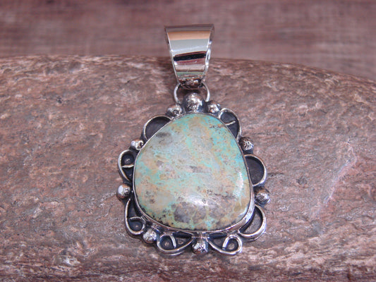 Native American Nickel Silver & Turquoise Pendant - Cleveland