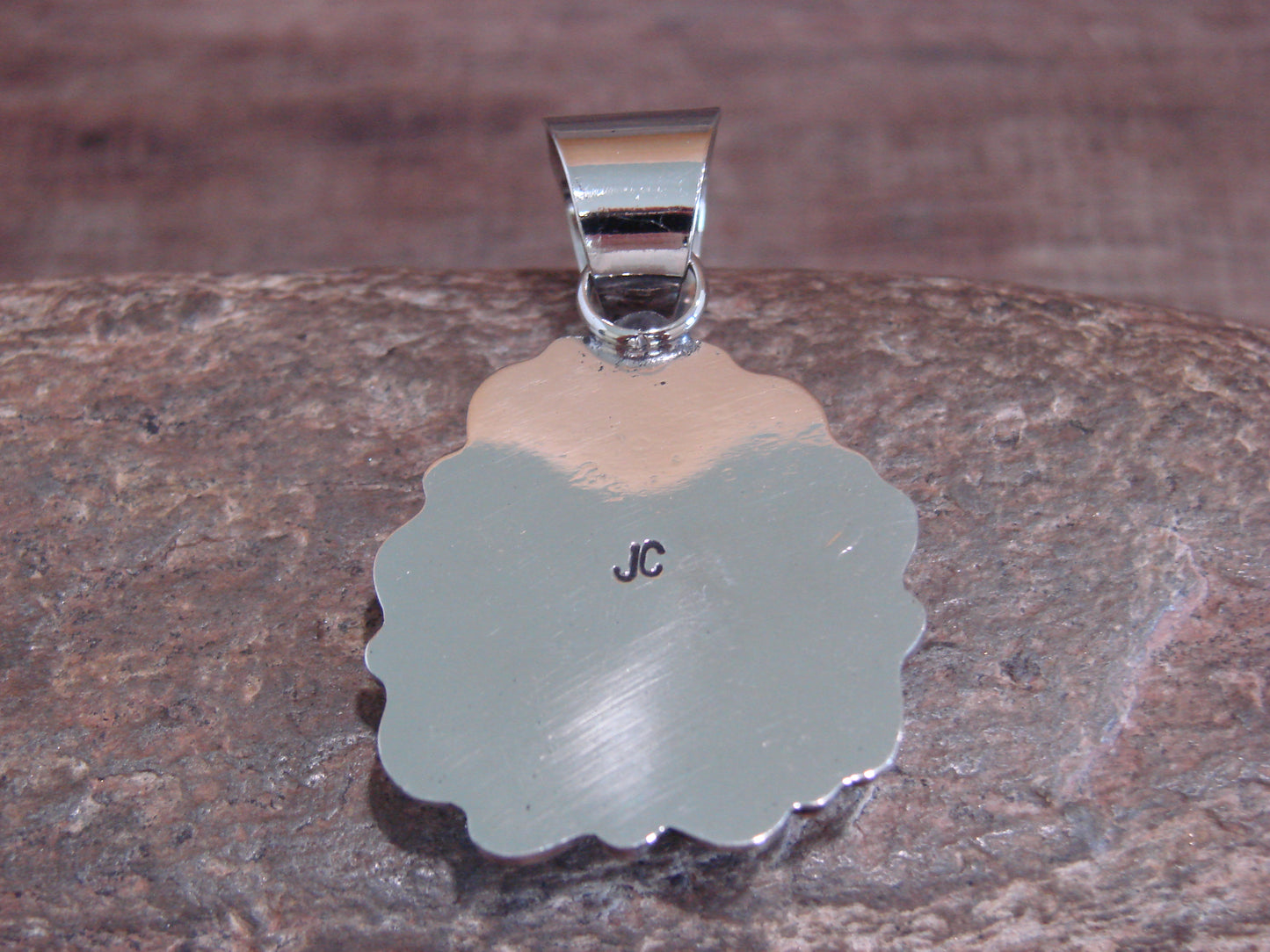 Native American Nickel Silver & Turquoise Pendant - Cleveland