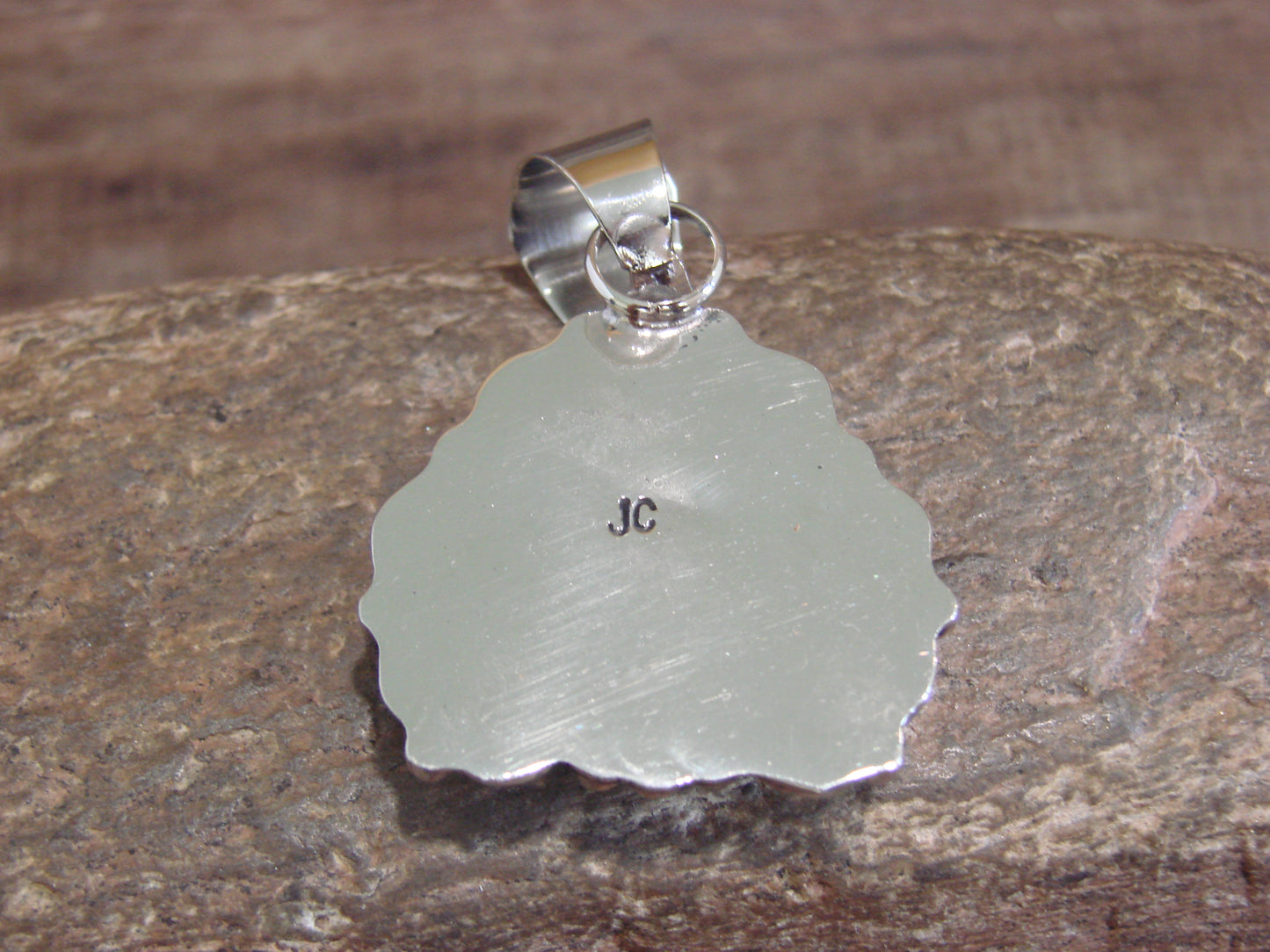 Native American Nickel Silver & Turquoise Pendant - Cleveland