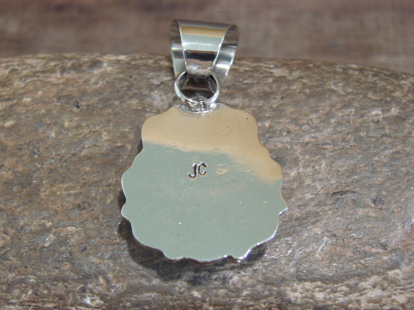 Native American Nickel Silver & Turquoise Pendant - Cleveland