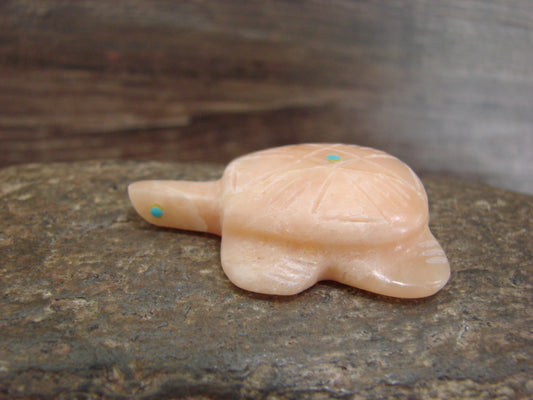 Native American Zuni Indian Hand Carved Alabaster Turtle Fetish - B. Phillips