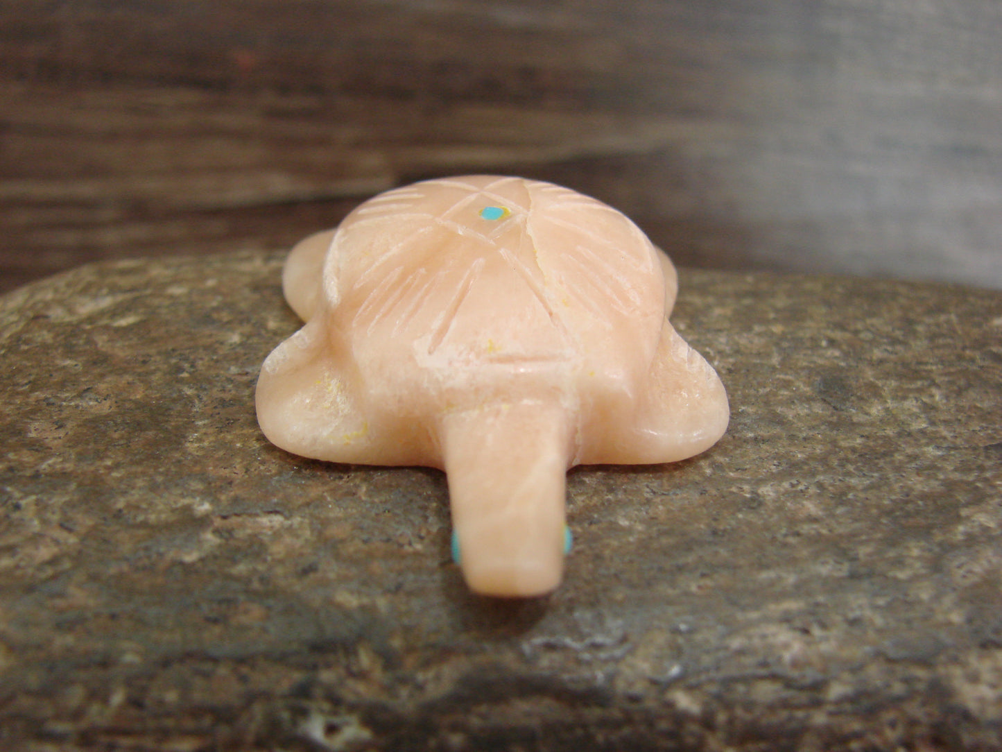 Native American Zuni Indian Hand Carved Alabaster Turtle Fetish - B. Phillips