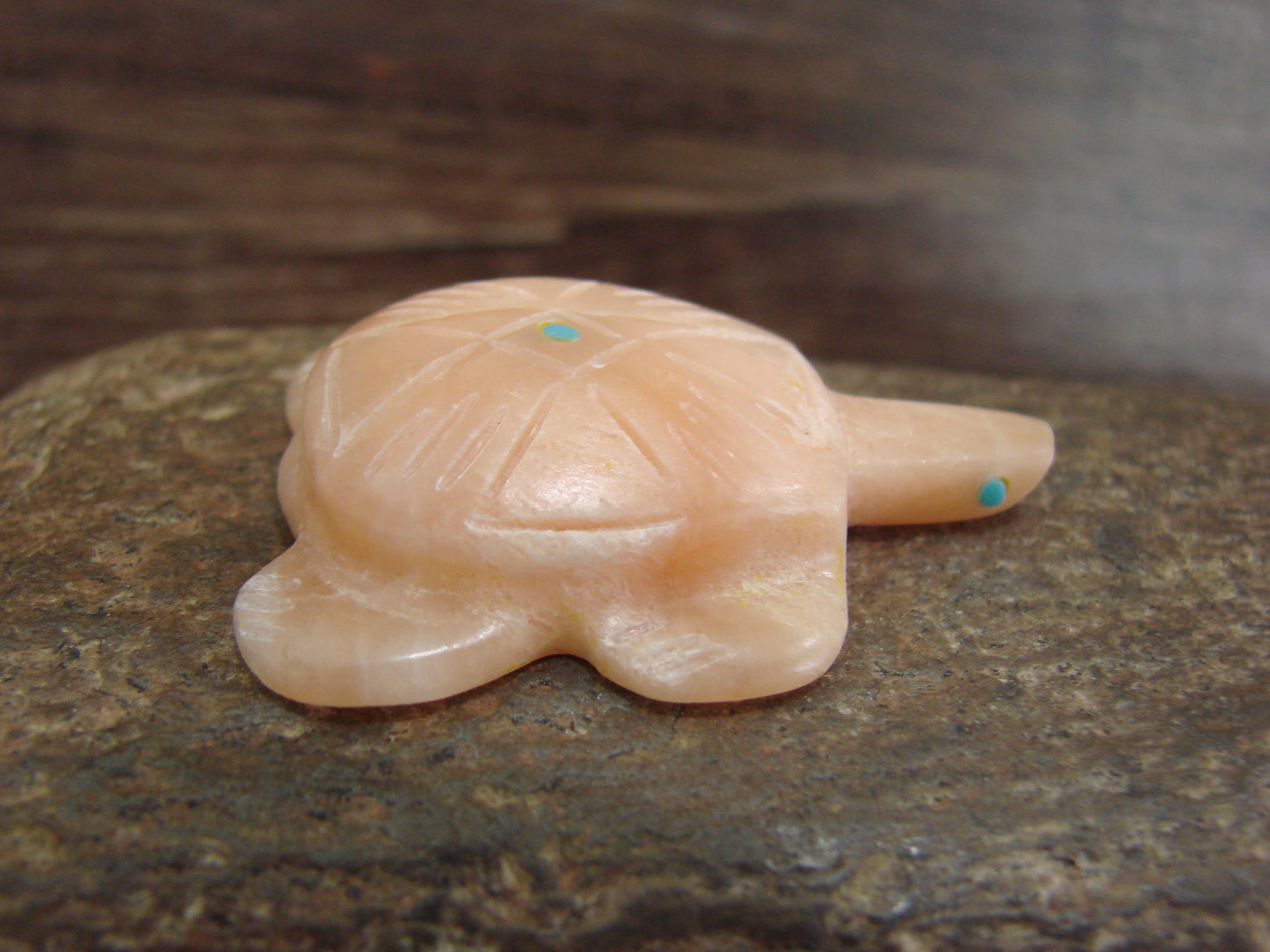 Native American Zuni Indian Hand Carved Alabaster Turtle Fetish - B. Phillips