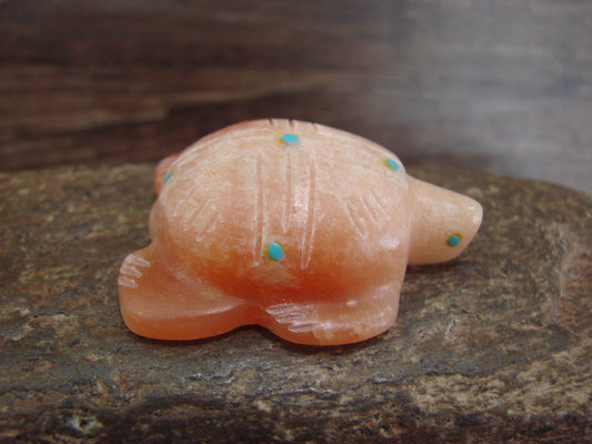Native American Zuni Indian Hand Carved Alabaster Turtle Fetish - B. Phillips