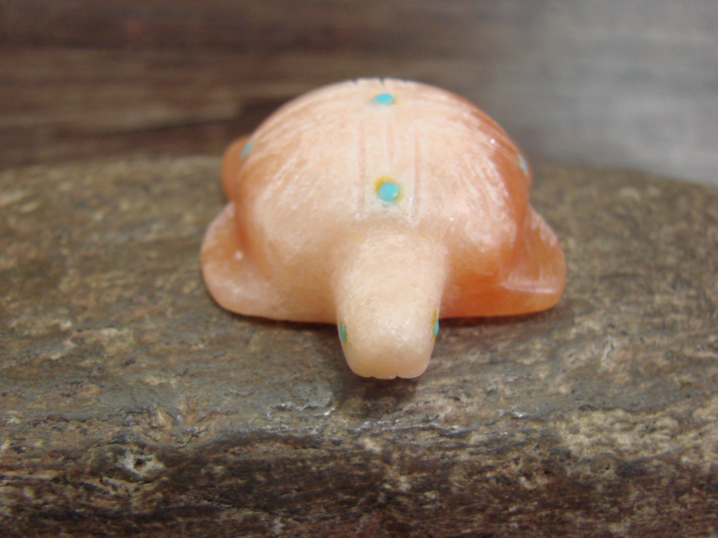 Native American Zuni Indian Hand Carved Alabaster Turtle Fetish - B. Phillips