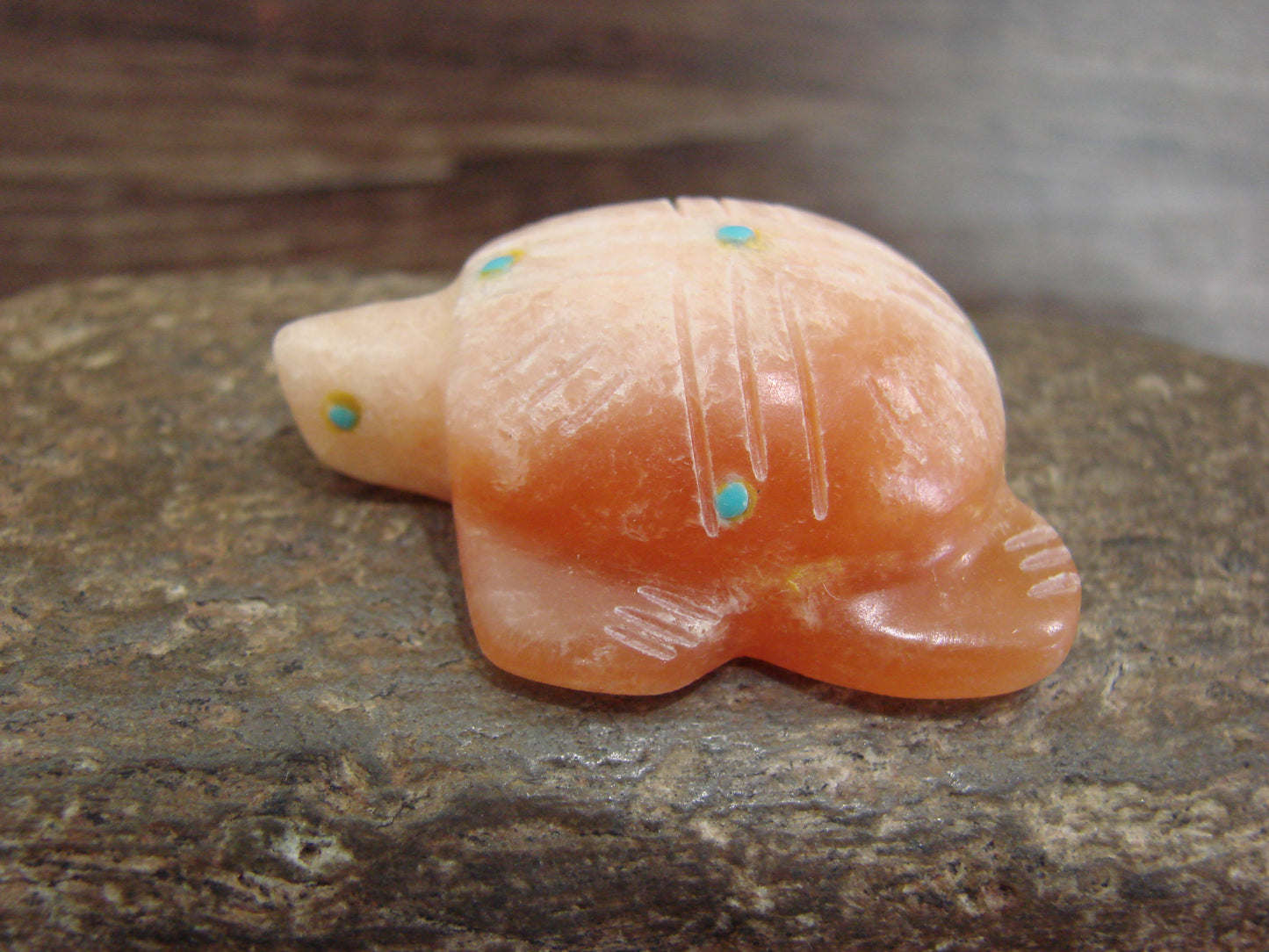 Native American Zuni Indian Hand Carved Alabaster Turtle Fetish - B. Phillips