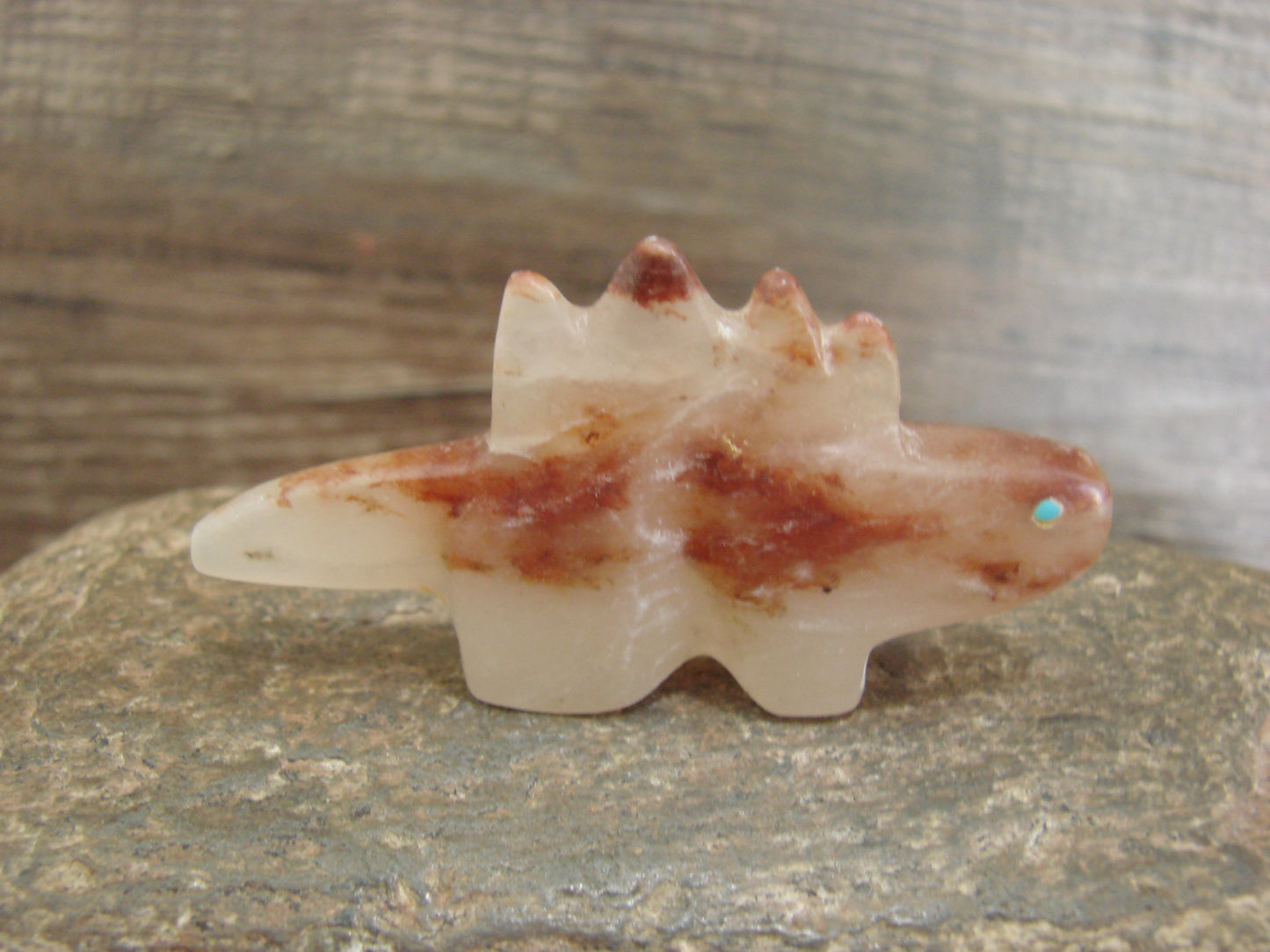 Native American Zuni Indian Hand Carved Alabaster Lizard Fetish - B. Phillips