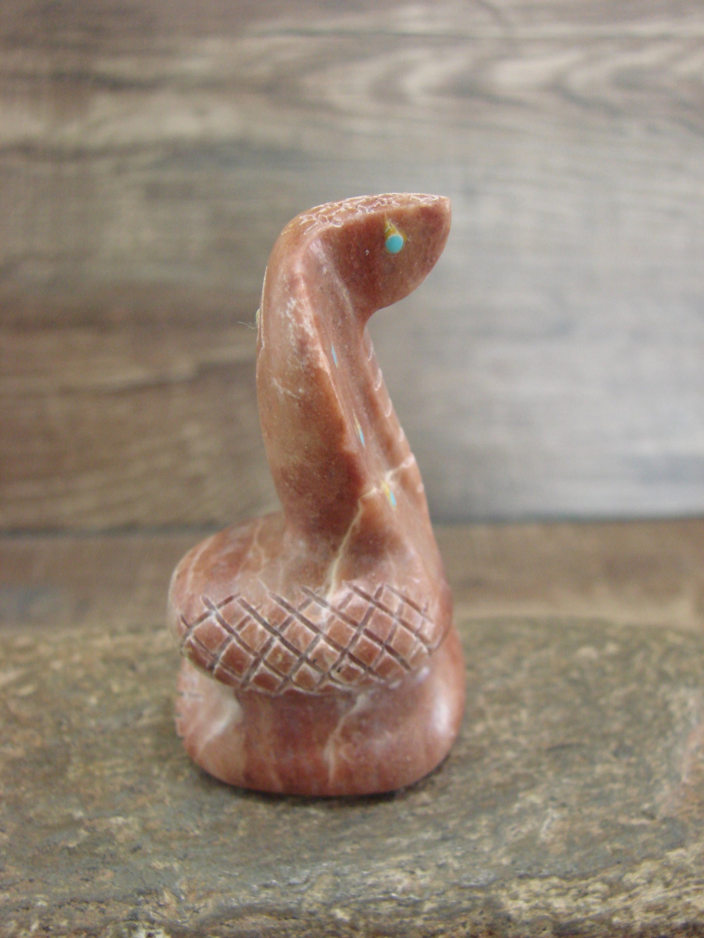 Native American Zuni Indian Hand Carved Pipestone Snake Fetish - B. Phillips