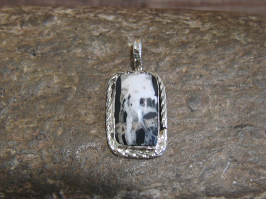Native American Sterling Silver & White Buffalo Turquoise Pendant - Benally