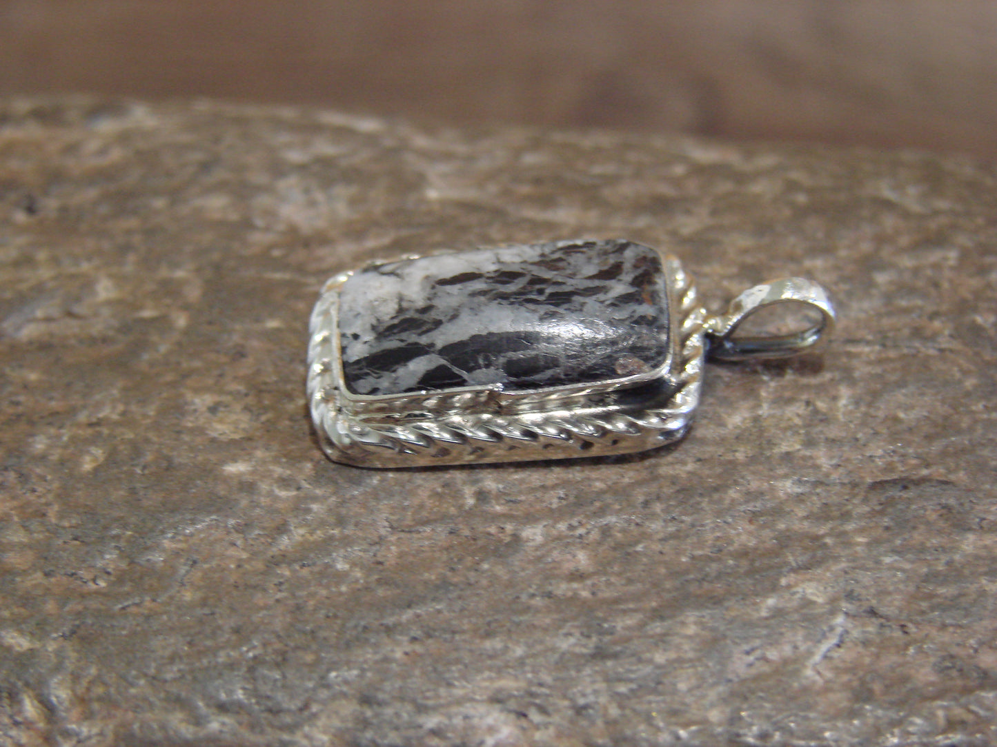 Native American Sterling Silver & White Buffalo Turquoise Pendant - Benally