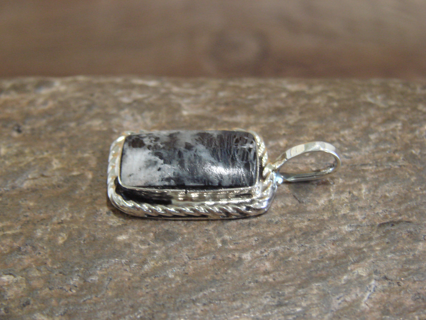 Native American Sterling Silver & White Buffalo Turquoise Pendant - Benally