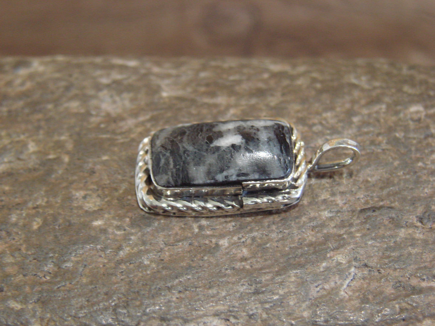 Native American Sterling Silver & White Buffalo Turquoise Pendant - Benally