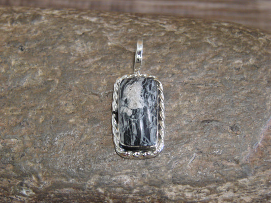 Native American Sterling Silver & White Buffalo Turquoise Pendant - Benally