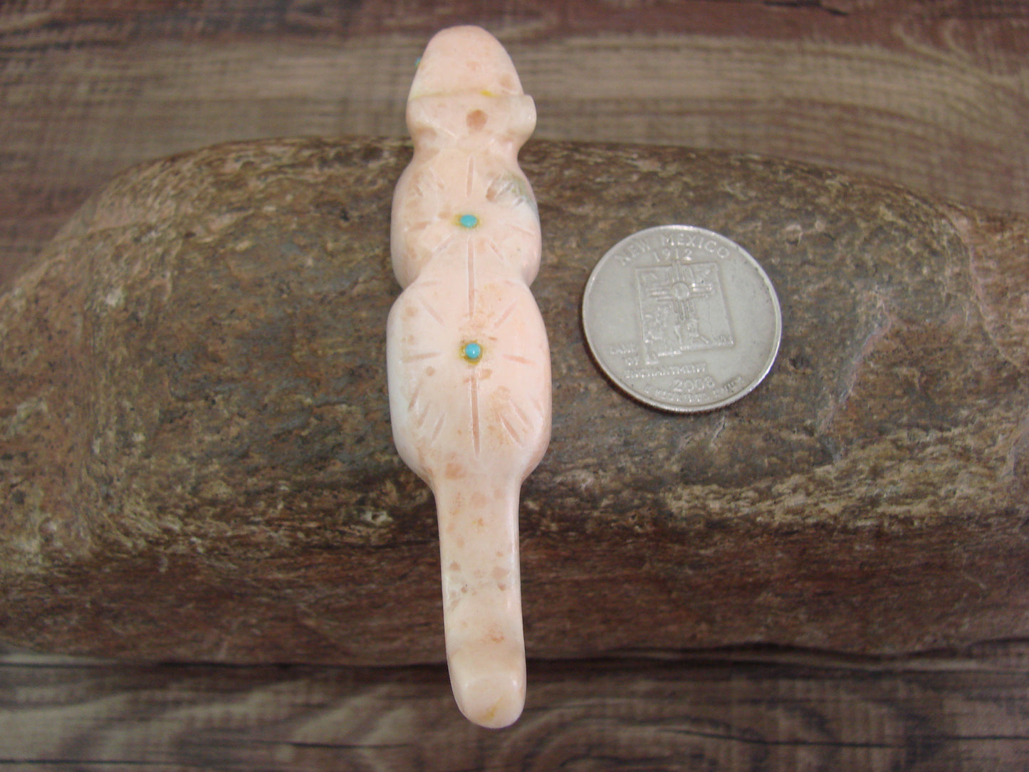 Native American Zuni Indian Hand Carved Alabaster Mountain Lion Fetish - B. Phillips
