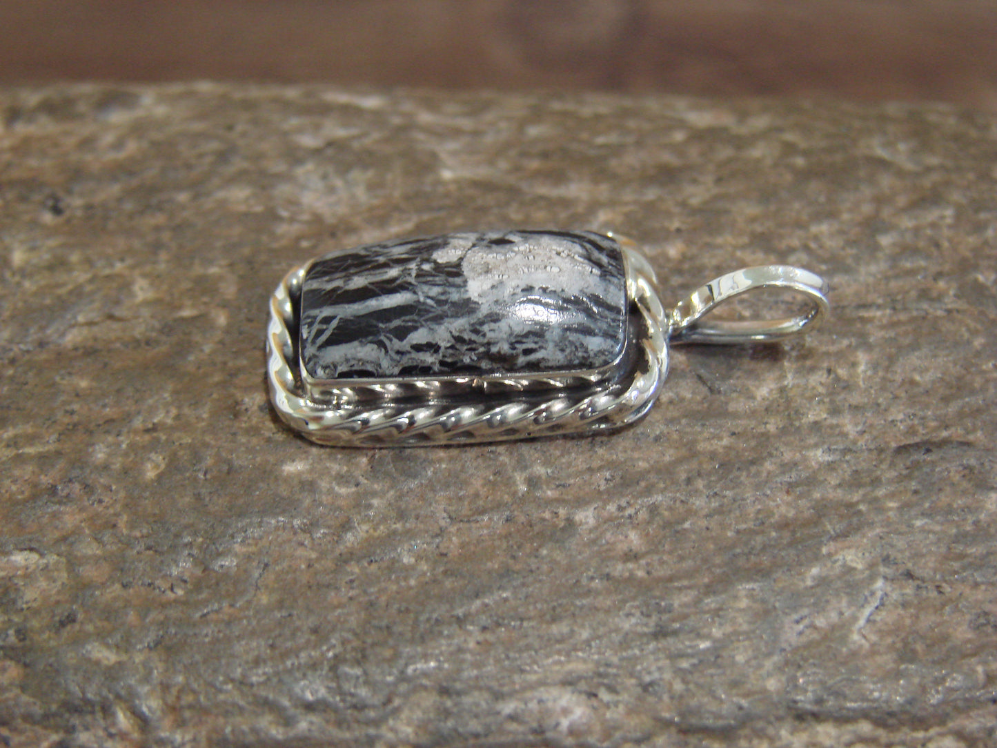 Native American Sterling Silver & White Buffalo Turquoise Pendant - Benally