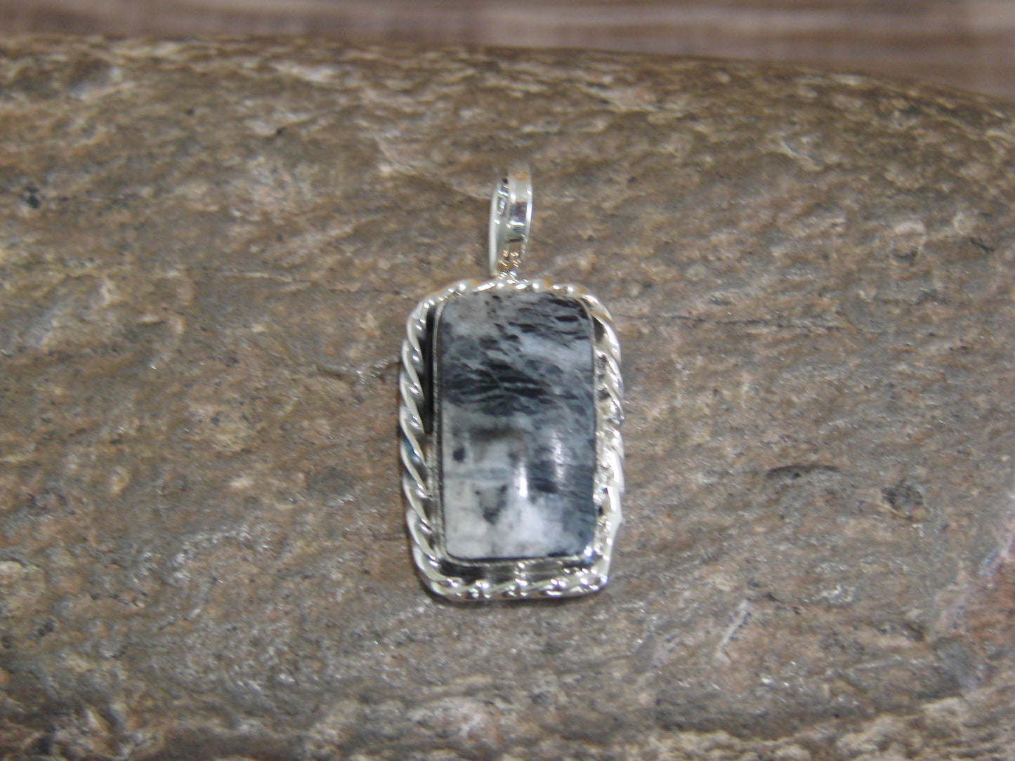 Native American Sterling Silver & White Buffalo Turquoise Pendant - Benally