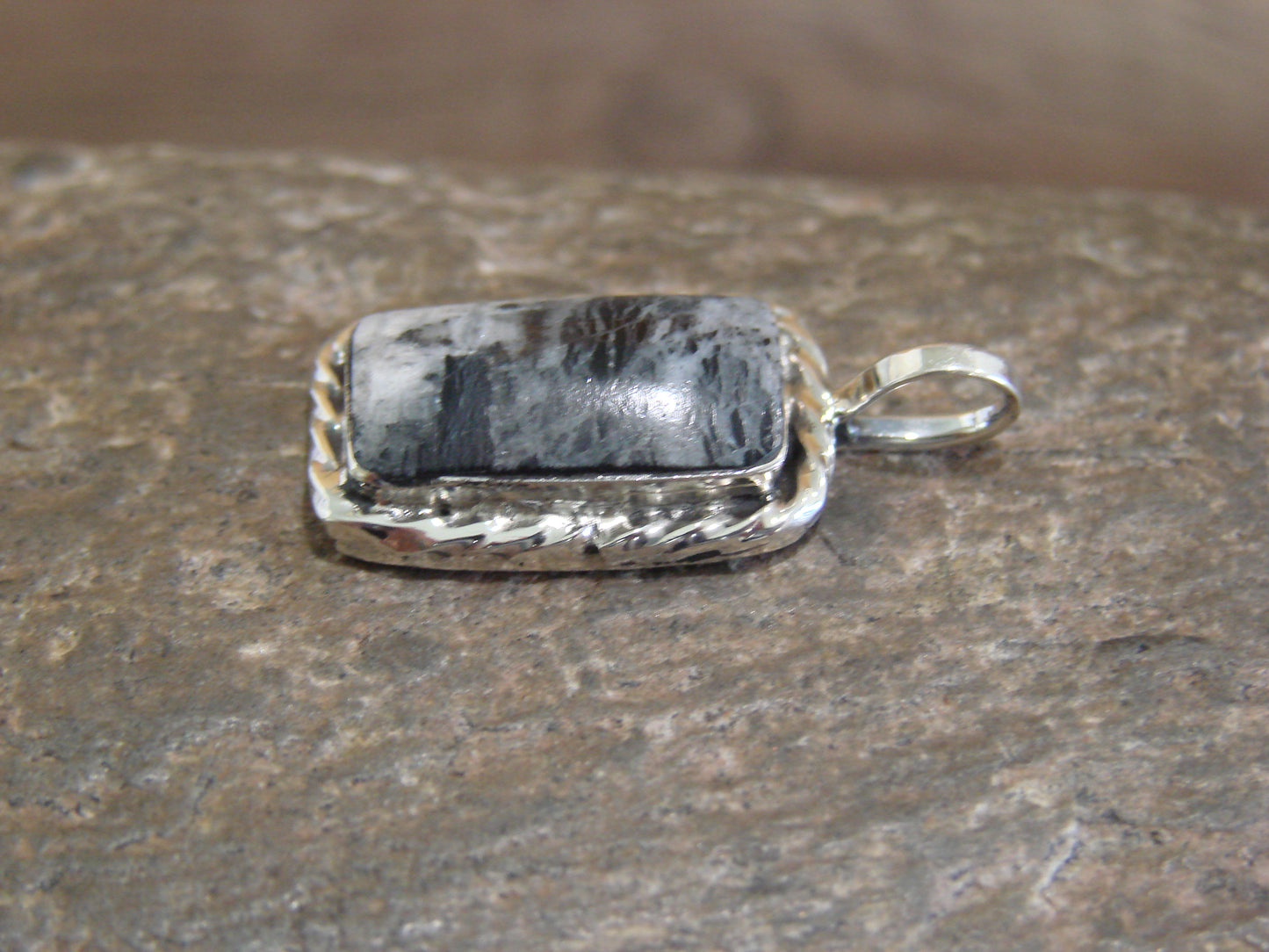 Native American Sterling Silver & White Buffalo Turquoise Pendant - Benally