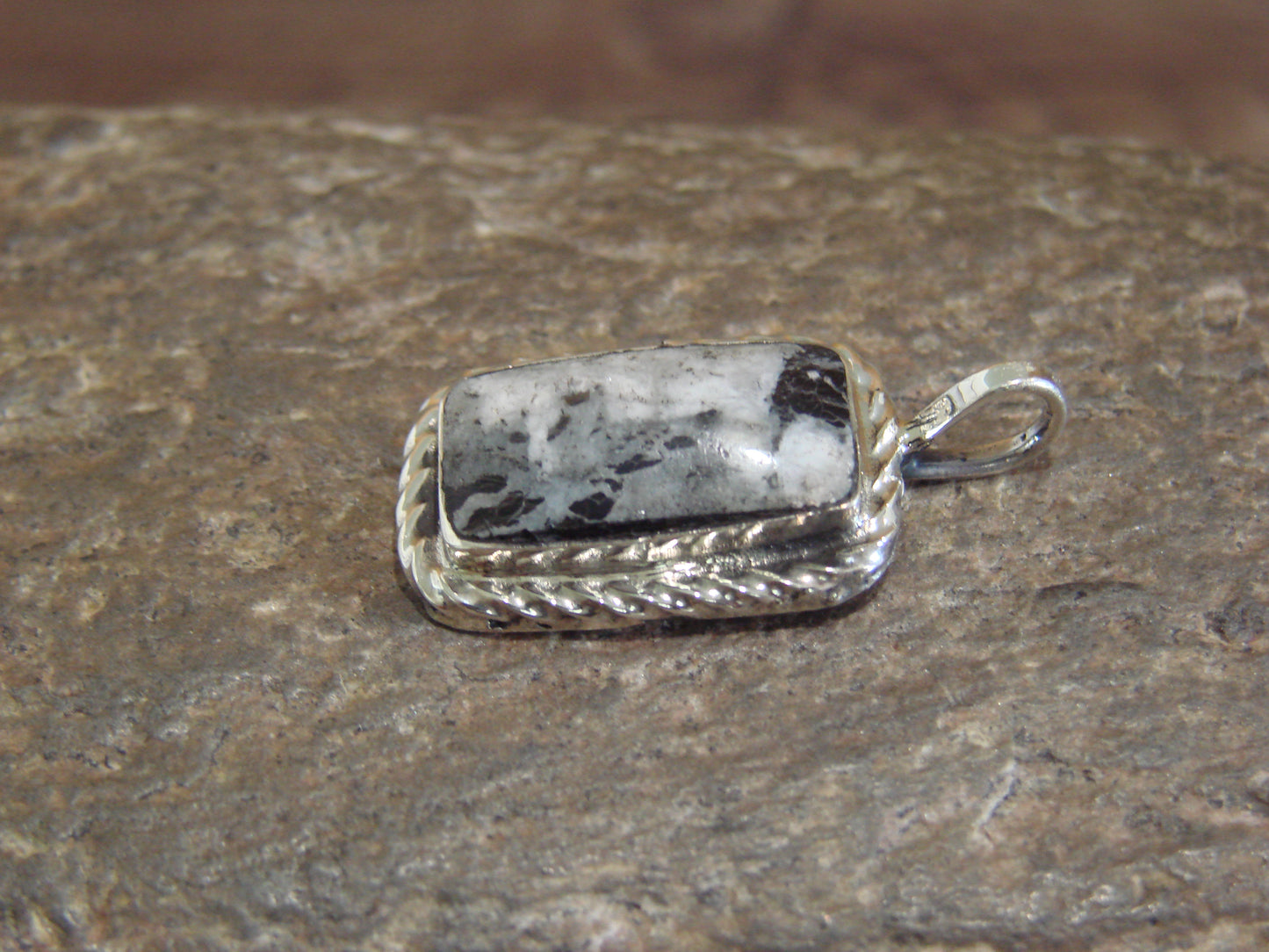 Native American Sterling Silver & White Buffalo Turquoise Pendant - Benally