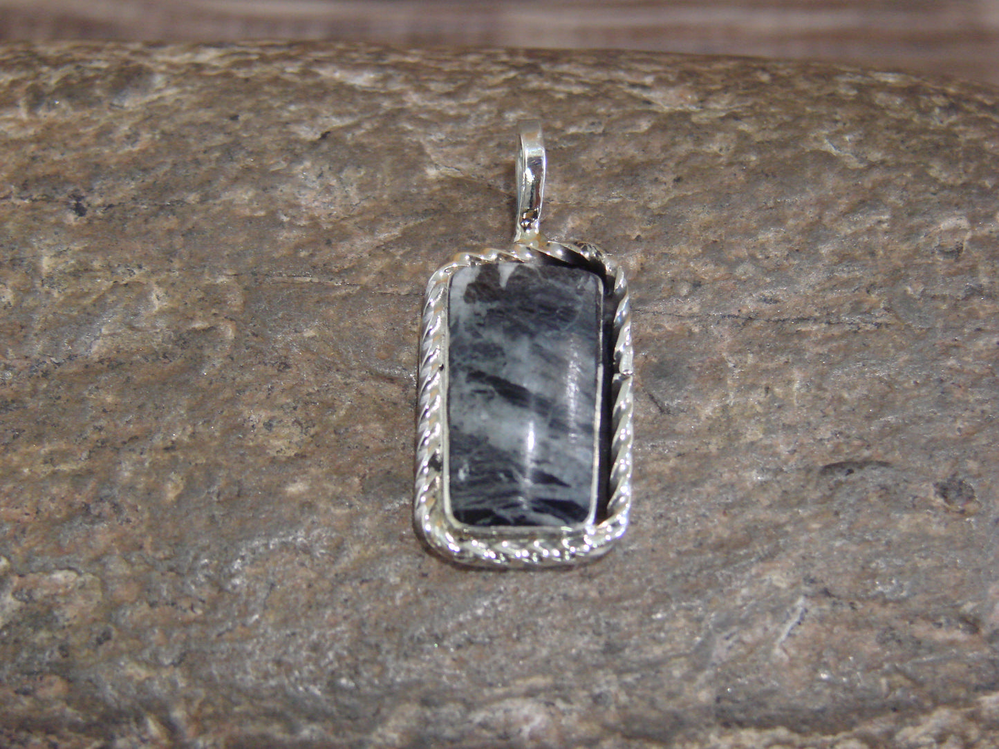 Native American Sterling Silver & White Buffalo Turquoise Pendant - Benally