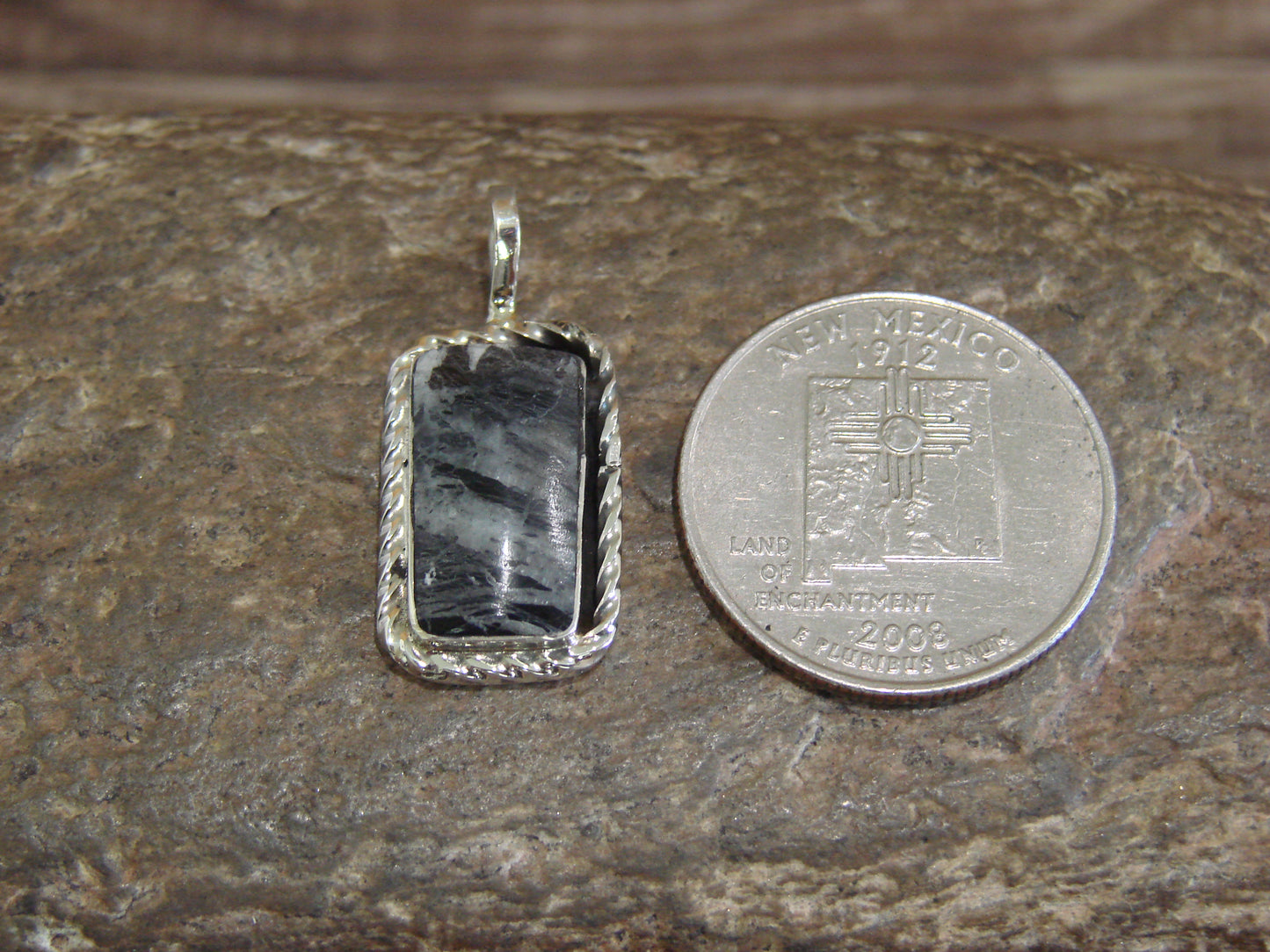 Native American Sterling Silver & White Buffalo Turquoise Pendant - Benally