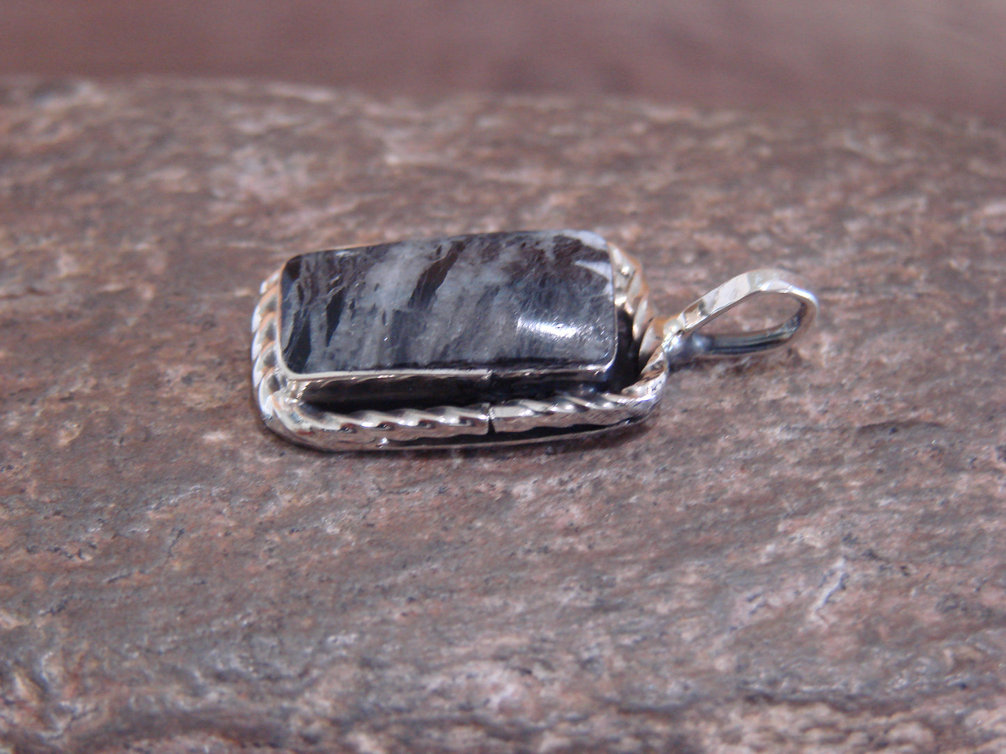 Native American Sterling Silver & White Buffalo Turquoise Pendant - Benally