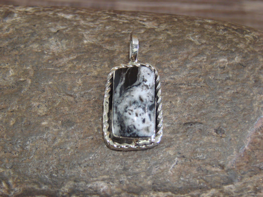 Native American Sterling Silver & White Buffalo Turquoise Pendant - Benally