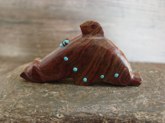 Native American Zuni Indian Banded Jasper Dolphin Fetish by Laate