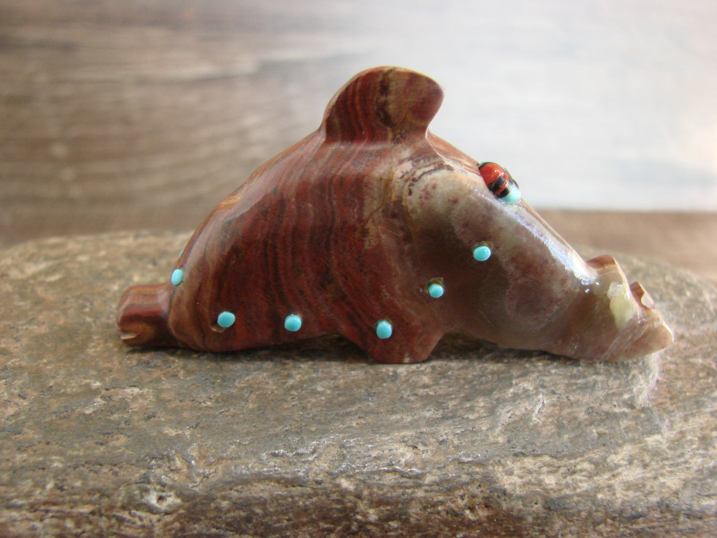 Native American Zuni Indian Banded Jasper Dolphin Fetish by Laate