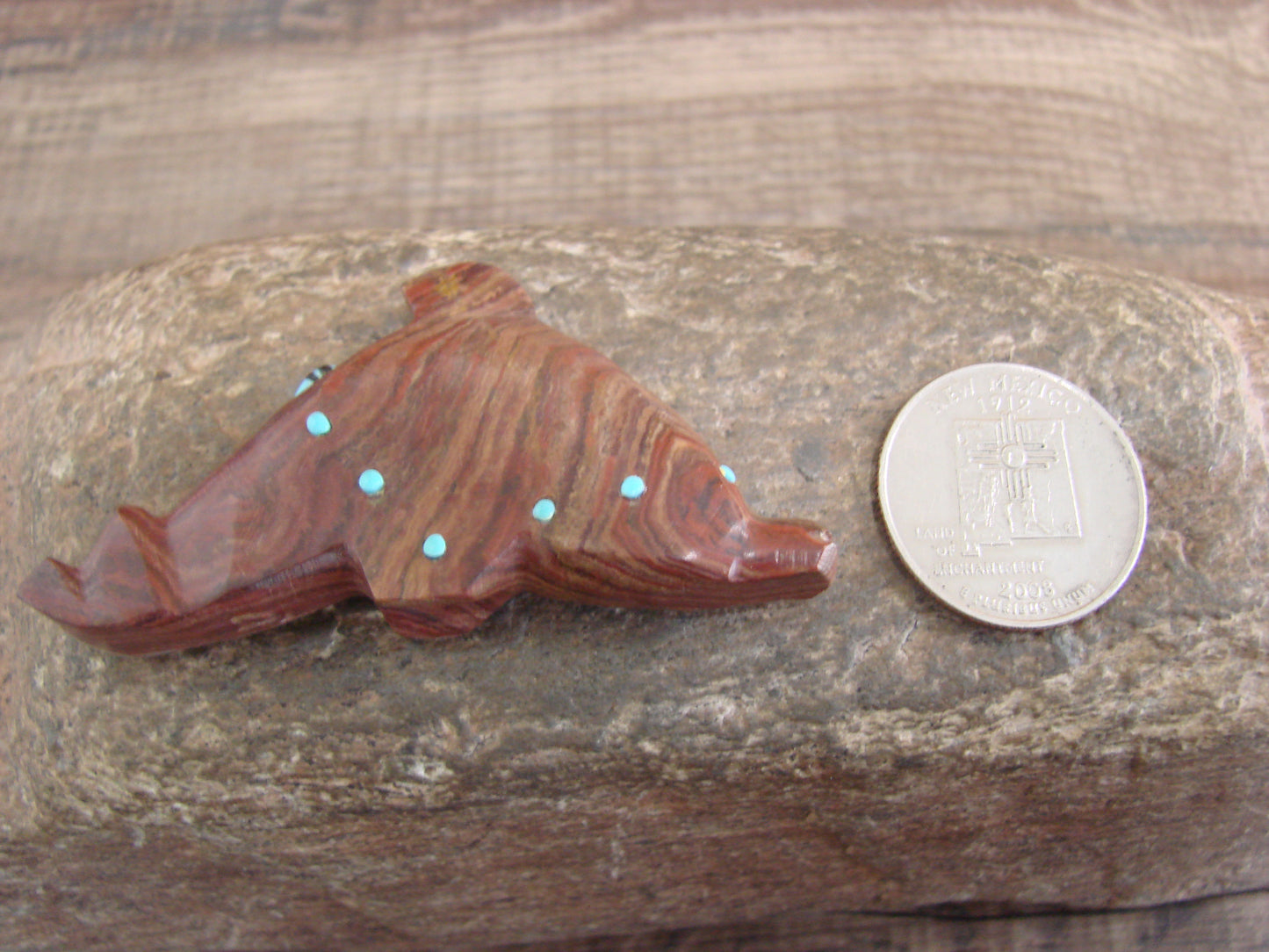Native American Zuni Indian Banded Jasper Dolphin Fetish by Laate