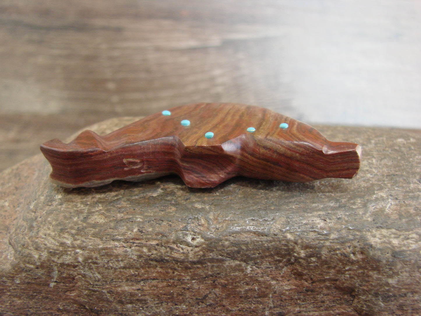 Native American Zuni Indian Banded Jasper Dolphin Fetish by Laate
