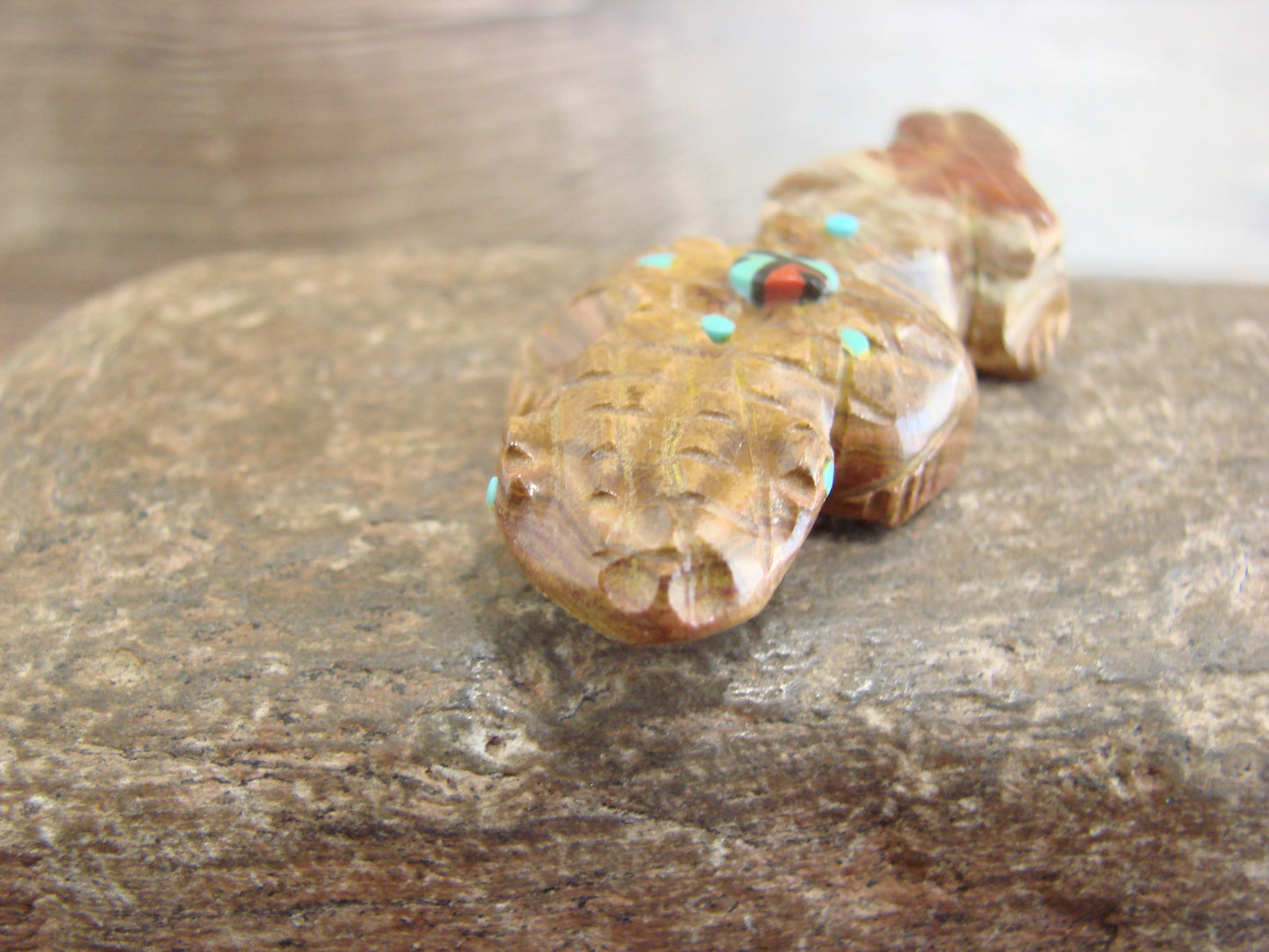 Native American Zuni Indian Banded Jasper Lizard Fetish by Laate